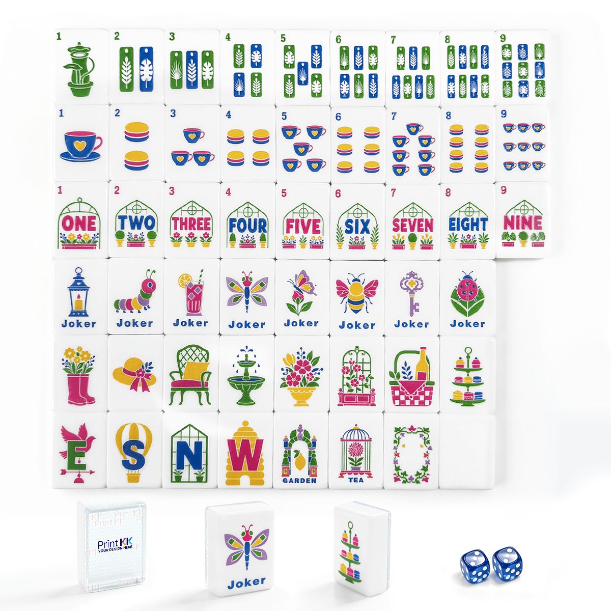 Floral Garden Mahjong Tiles