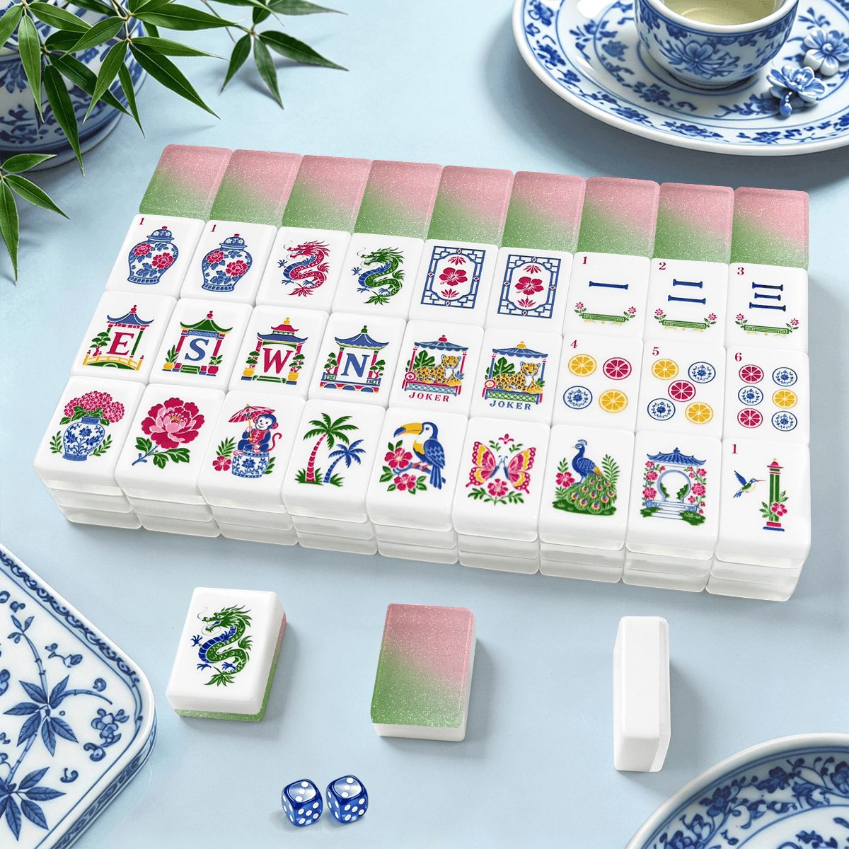 Traditional Porcelain Mahjong Tiles