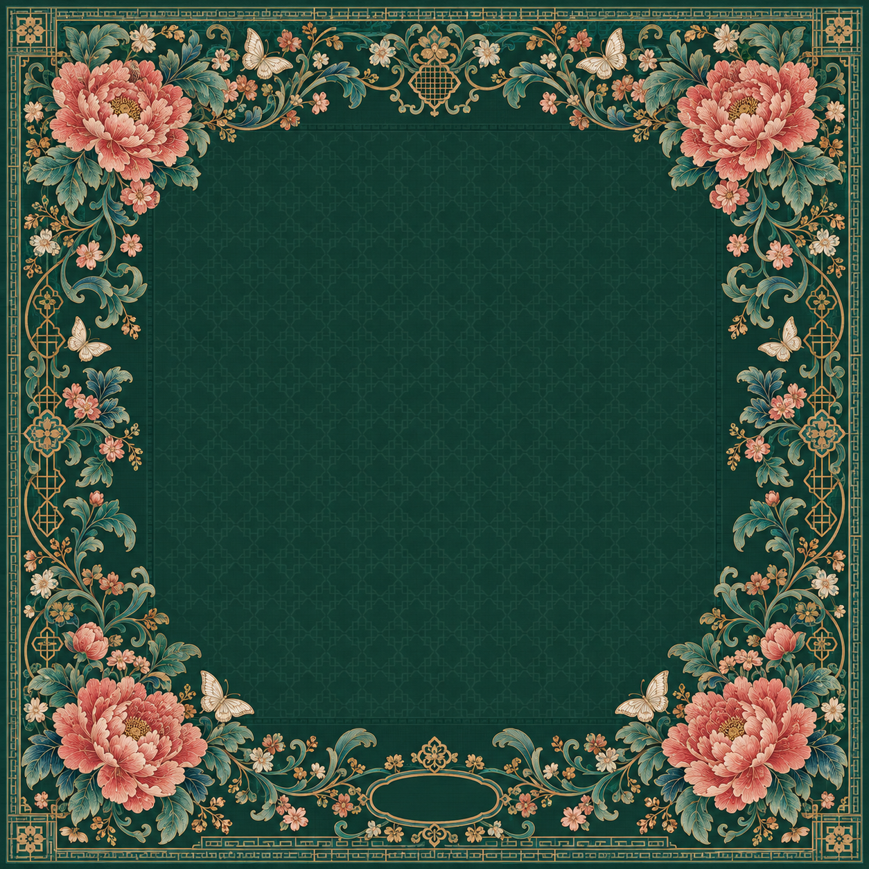 Peony Brocade full square artwork, unfolded view